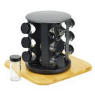 Porta Tempero Preto Fosco 12 Frascos Giratório Redondo