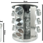 Porta Tempero Redondo Em Aço Inox Com Base Giratória E 12 Pot