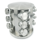 Porta Tempero Redondo Em Aço Inox Com Base Giratória E 12 Pot