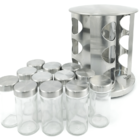 Porta Tempero Redondo Em Aço Inox Com Base Giratória E 12 Pot