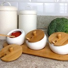 Porta Temperos Bambu 3 Potes Com Tampa E Colher Tyft Yoi