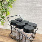 Porta Temperos Bancada Carrinho 7pçs Preto Arthi