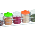 Porta Temperos Condimentos 5 Potes Plásticos Suporte Aço Crom