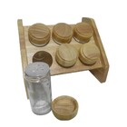 Porta Temperos Condimentos 6 Peças Restaurante Suporte Madeir