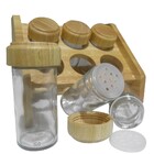 Porta Temperos Condimentos 6 Peças Suporte Madeira Cozinha Ca