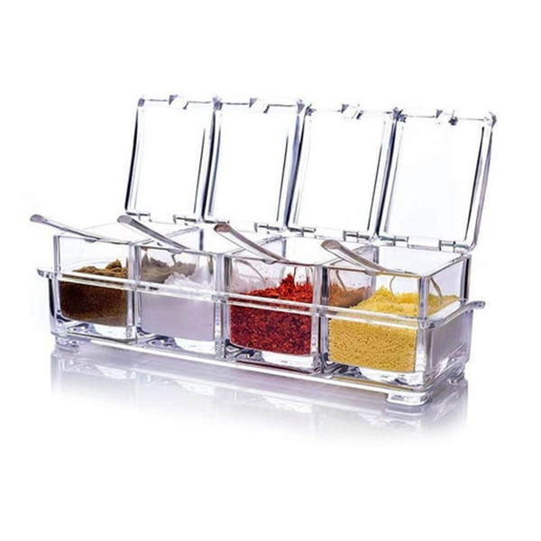 Porta Temperos Condimentos Potes Acrilico Organizador Com Col