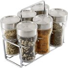 Porta Temperos Condimentos Vidro Conjunto 6pçs Com Suporte