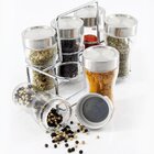 Porta Temperos Condimentos Vidro Conjunto 6pçs Com Suporte