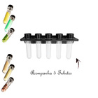 Porta Temperos De Parede Cozinha  Com 5 Tubetes Preto