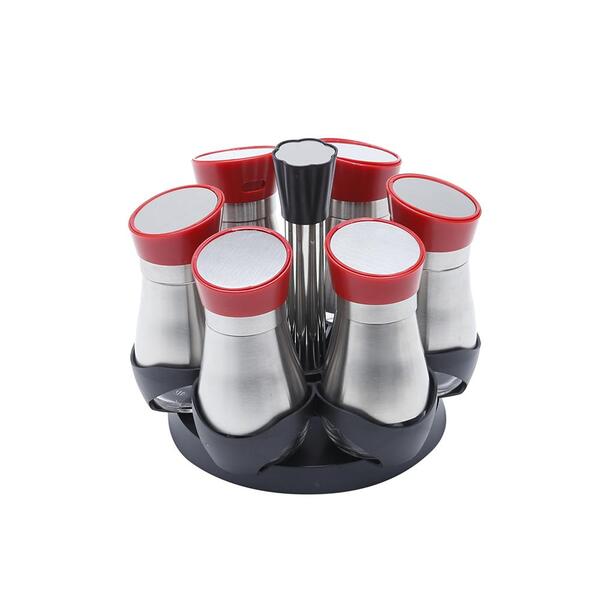 Porta-temperos Em Inox E Vidro Bon Gourmet Bounce 6 Peças