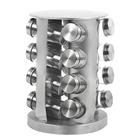 Porta Temperos Inox E Vidro Com Suporte Giratório 16 Peças