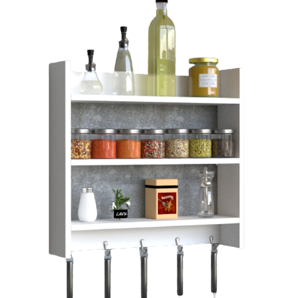 Porta Temperos Organizador Madeira Branco