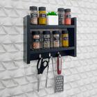 Porta Temperos Para Cozinha Com Suporte Pano Prato Preto