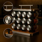 Porta Temperos Vidro 12 Potes Com Suporte Madeira E Plástico