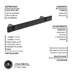 Porta Toalha 35cm Aço Inox Preto Fosco Patmos
