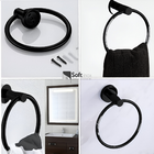 Porta Toalha Anel Em Metal Preto Fosco