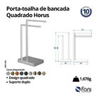 Porta Toalha Bancada Quadrado Horus Cromado Fani