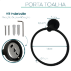 Porta Toalha Banheiro De Rosto Preto Inox 304 Redondo Argola