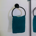 Porta Toalha Banheiro De Rosto Preto Inox 304 Redondo Argola