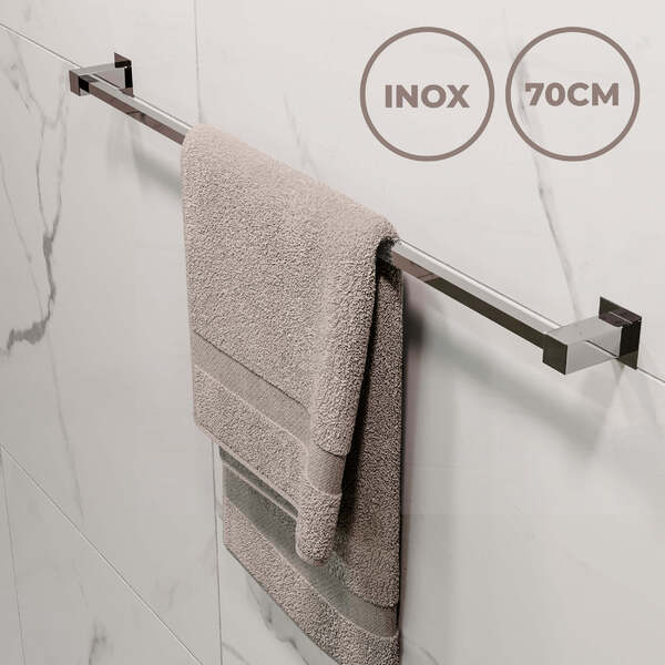 Porta Toalha Banheiro Inox 70cm, Toalheiro Inox