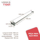 Porta Toalha Banheiro Vinci, Toalheiro Inox 304, 1metro