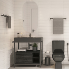 Porta Toalha Banho Simples Metal Preto Brilhante Quartzo BL140 Fani