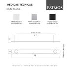 Porta Toalha Barra 55cm Patmos Inox Escovado Grego Metal