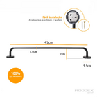 Porta Toalha Bastão 45cm Preto Inox Toalheiro Banheiro