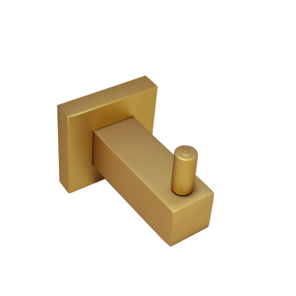 Porta Toalha Cabide Dourado Fosco Banheiro Quadrado Metal