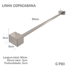 Porta Toalha De Banheiro [90cm] Aço Inox 304 [c-t90]