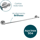 Porta Toalha De Banho 60cm Toalheiro Inox Cromado Barra Simpl