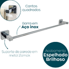 Porta Toalha De Banho Cromado Suporte Barra 60cm Inox 304 Par