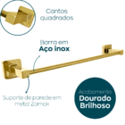 Porta Toalha De Banho Dourado Toalheiro Reto 40cm Metal Barra