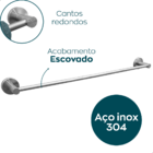 Porta Toalha De Banho Inox 304 Escovado Toalheiro Reto Barra