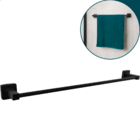 Porta Toalha De Banho Preto Fosco Suporte Banheiro Barra 60cm