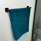 Porta Toalha De Banho Preto Fosco Toalheiro Reto 40cm Metal B