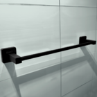 Porta Toalha De Banho Preto Fosco Toalheiro Reto 40cm Metal B