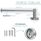 Porta Toalha De Rosto Banheiro Inox 304 Escovado Toalheiro Re