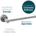 Porta Toalha De Rosto Mãos Cromado Metal Inox Suporte De Pare