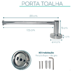 Porta Toalha De Rosto Mãos Cromado Metal Inox Suporte De Pare