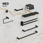 Porta Toalha de Rosto Parede Metal Preto 22,3cm Neo Sensea