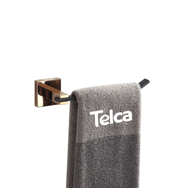 Porta Toalha De Rosto Preto Fosco Com Rose Parede Banheiro