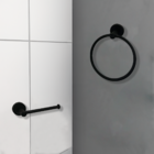 Porta Toalha De Rosto Preto Fosco Toalheiro Argola E Porta Pa