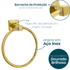 Porta Toalha Dourado Suporte Parede Banheiro Toalheiro Argola