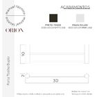 Porta Toalha Duplo 30cm Orion Metal Preto Fosco Grego