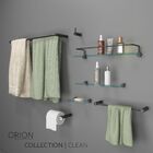 Porta Toalha Duplo 30cm Orion Metal Preto Fosco Grego