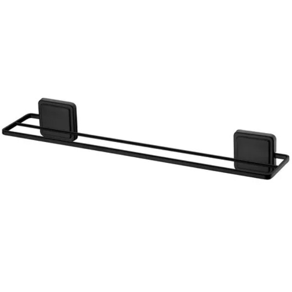 Porta Toalha Duplo 45cm Fixação Adesivo Future Preto Fosco