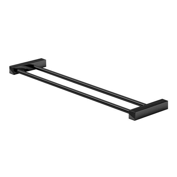 Porta Toalha Duplo 50cm Troia Metal Preto Fosco Grego