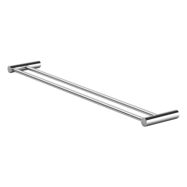 Porta Toalha Duplo 60cm Orion Prata Alto Brilho Grego Metal