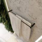Porta Toalha Duplo 70cm Orion Metal Preto Fosco Grego